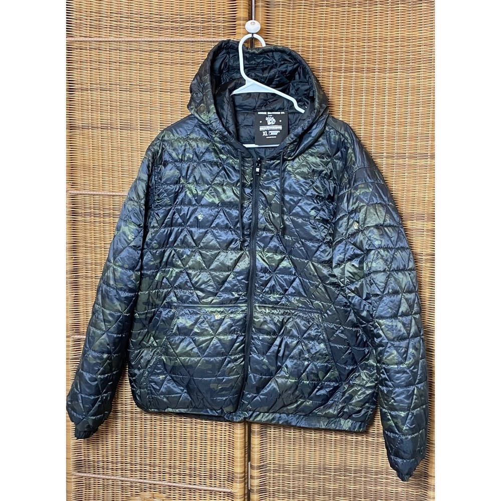 Savage Tacticians SAVTAC Mens XL Camo Quilted Hooded Puffer Jacket Green Black